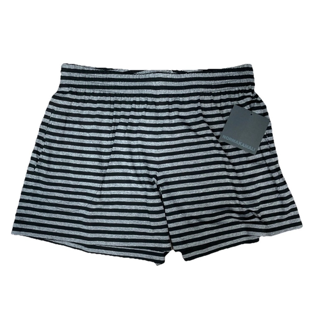 Norma Kamali Boyfriend Elephant Sweat Short Stripe Black Grey Size Small 32 New